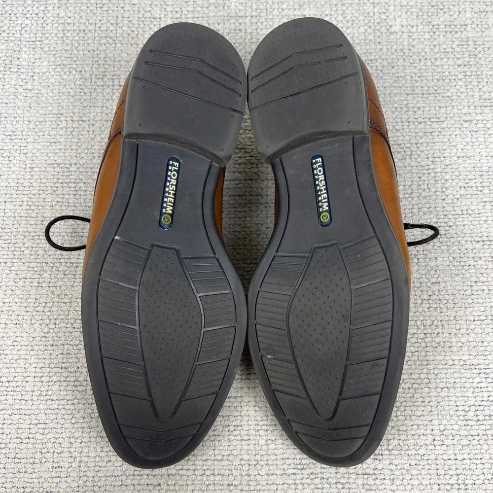 Florsheim Finance Cap Ox 9.5D Cognac Leather Comfortech Dress Shoes Excellent